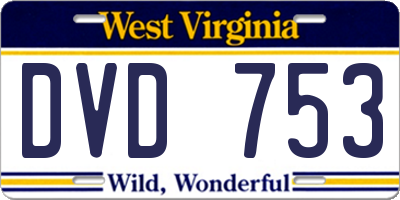 WV license plate DVD753