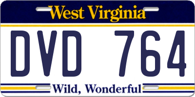 WV license plate DVD764