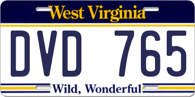 WV license plate DVD765