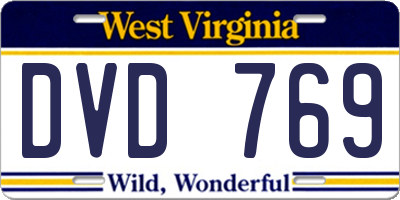 WV license plate DVD769