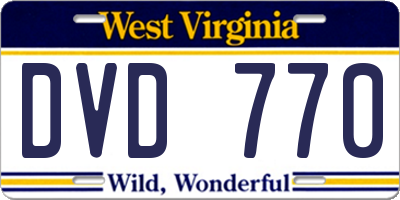 WV license plate DVD770