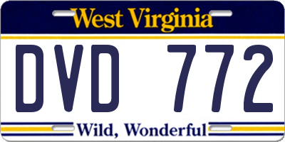 WV license plate DVD772