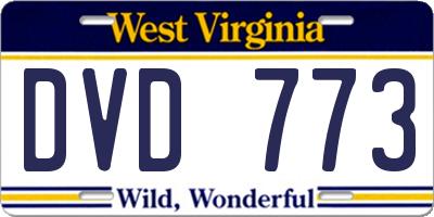 WV license plate DVD773