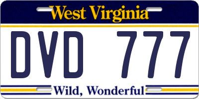 WV license plate DVD777