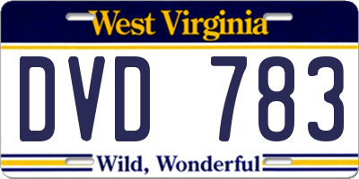 WV license plate DVD783