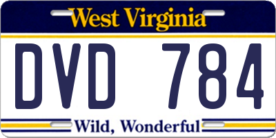 WV license plate DVD784