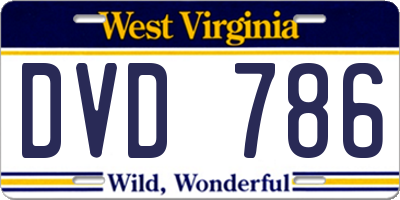 WV license plate DVD786