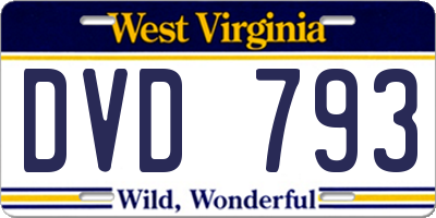 WV license plate DVD793