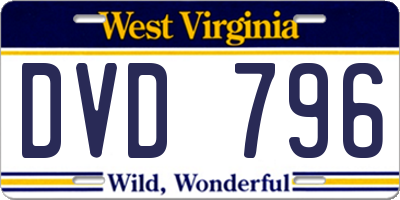 WV license plate DVD796