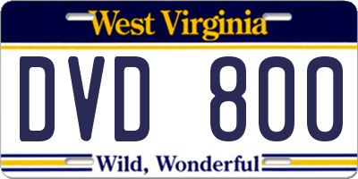 WV license plate DVD800