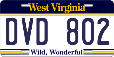 WV license plate DVD802
