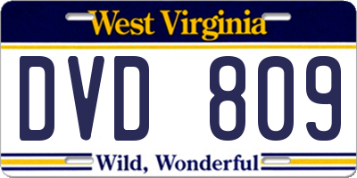WV license plate DVD809