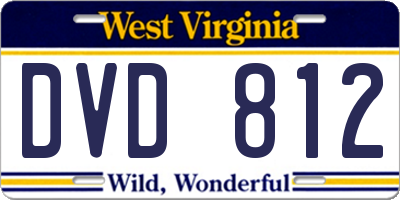 WV license plate DVD812