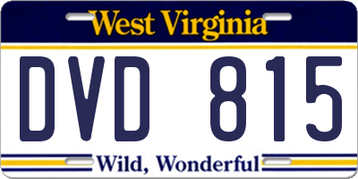 WV license plate DVD815