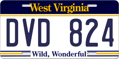 WV license plate DVD824