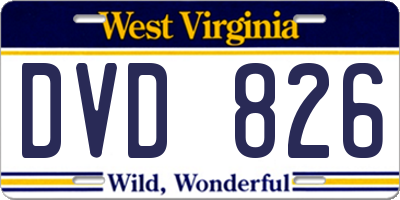WV license plate DVD826