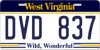 WV license plate DVD837