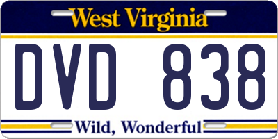 WV license plate DVD838
