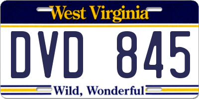 WV license plate DVD845