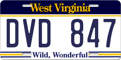 WV license plate DVD847