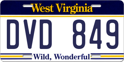 WV license plate DVD849