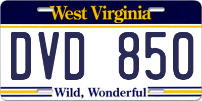 WV license plate DVD850