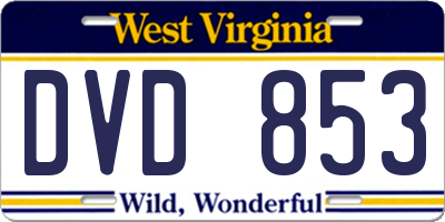 WV license plate DVD853