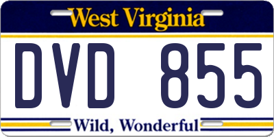 WV license plate DVD855