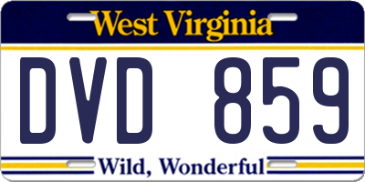 WV license plate DVD859
