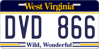 WV license plate DVD866