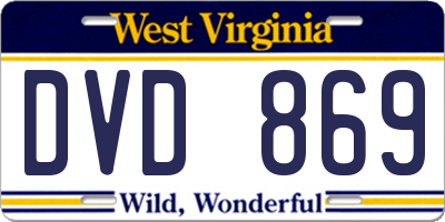 WV license plate DVD869