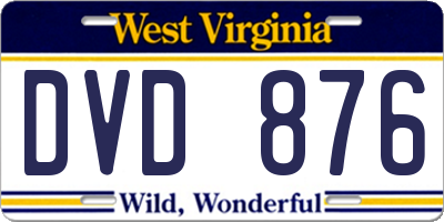 WV license plate DVD876