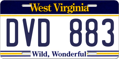 WV license plate DVD883