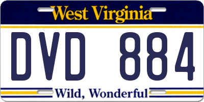 WV license plate DVD884