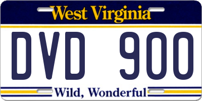 WV license plate DVD900