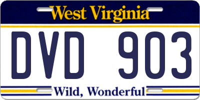 WV license plate DVD903