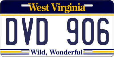 WV license plate DVD906