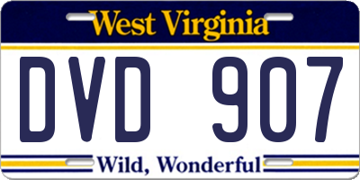 WV license plate DVD907