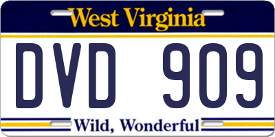 WV license plate DVD909