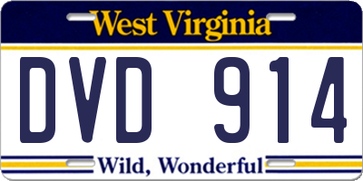 WV license plate DVD914