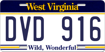 WV license plate DVD916