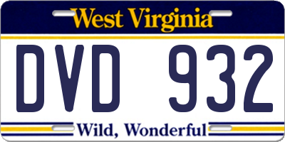 WV license plate DVD932