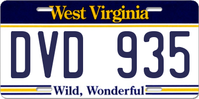 WV license plate DVD935