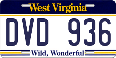 WV license plate DVD936