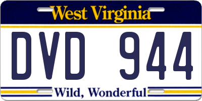 WV license plate DVD944