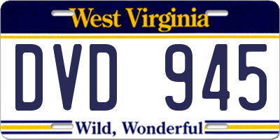 WV license plate DVD945
