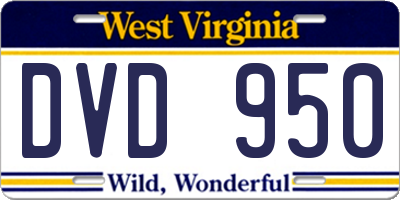 WV license plate DVD950