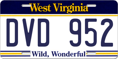 WV license plate DVD952