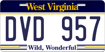 WV license plate DVD957