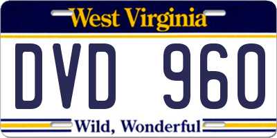 WV license plate DVD960